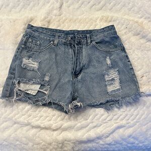 SHEIN Blue Distressed Jean Shorts